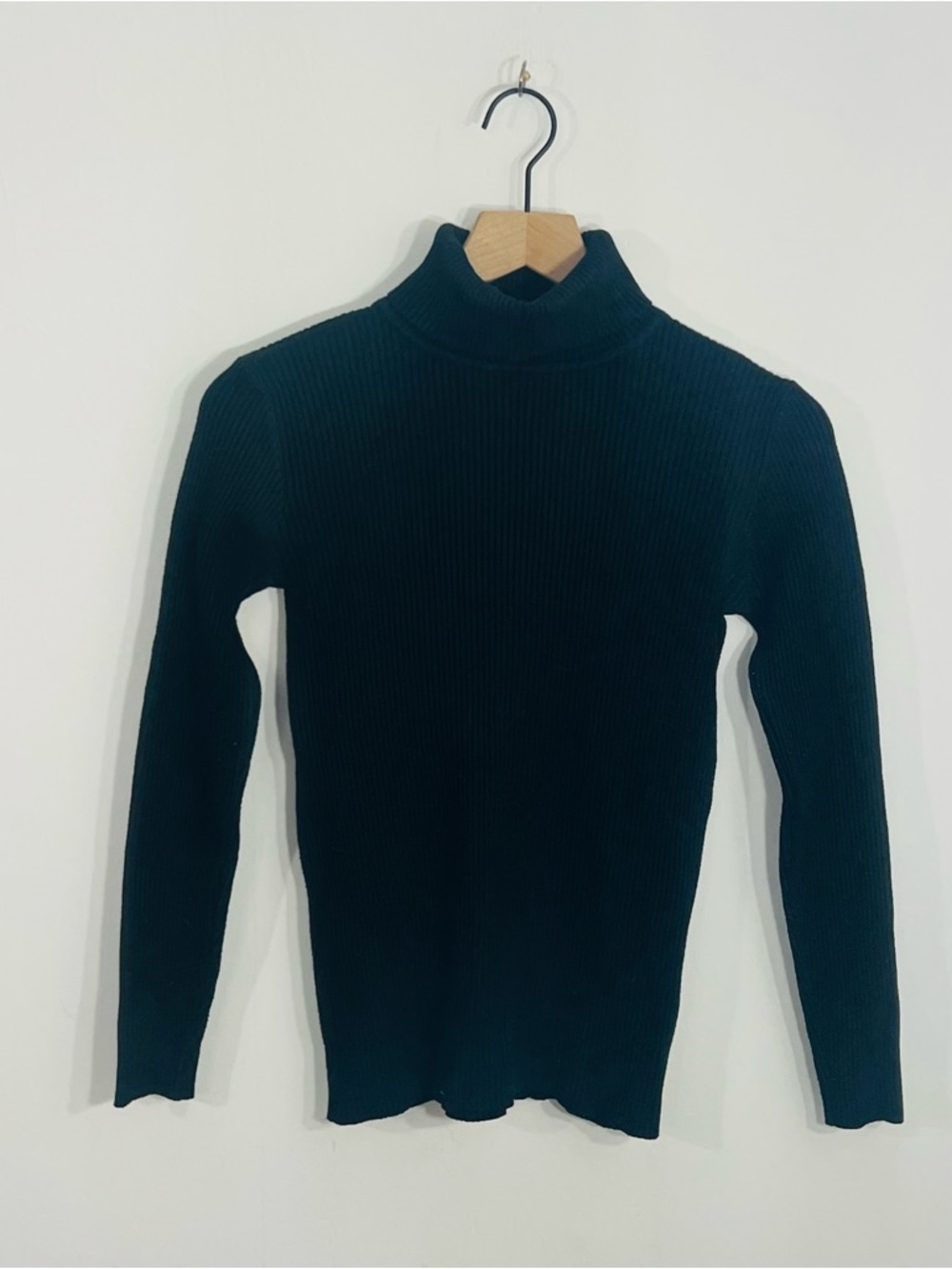 Lavidence Black Pullover Ribbed Turtleneck Sweater Fitted With Stretch Size L